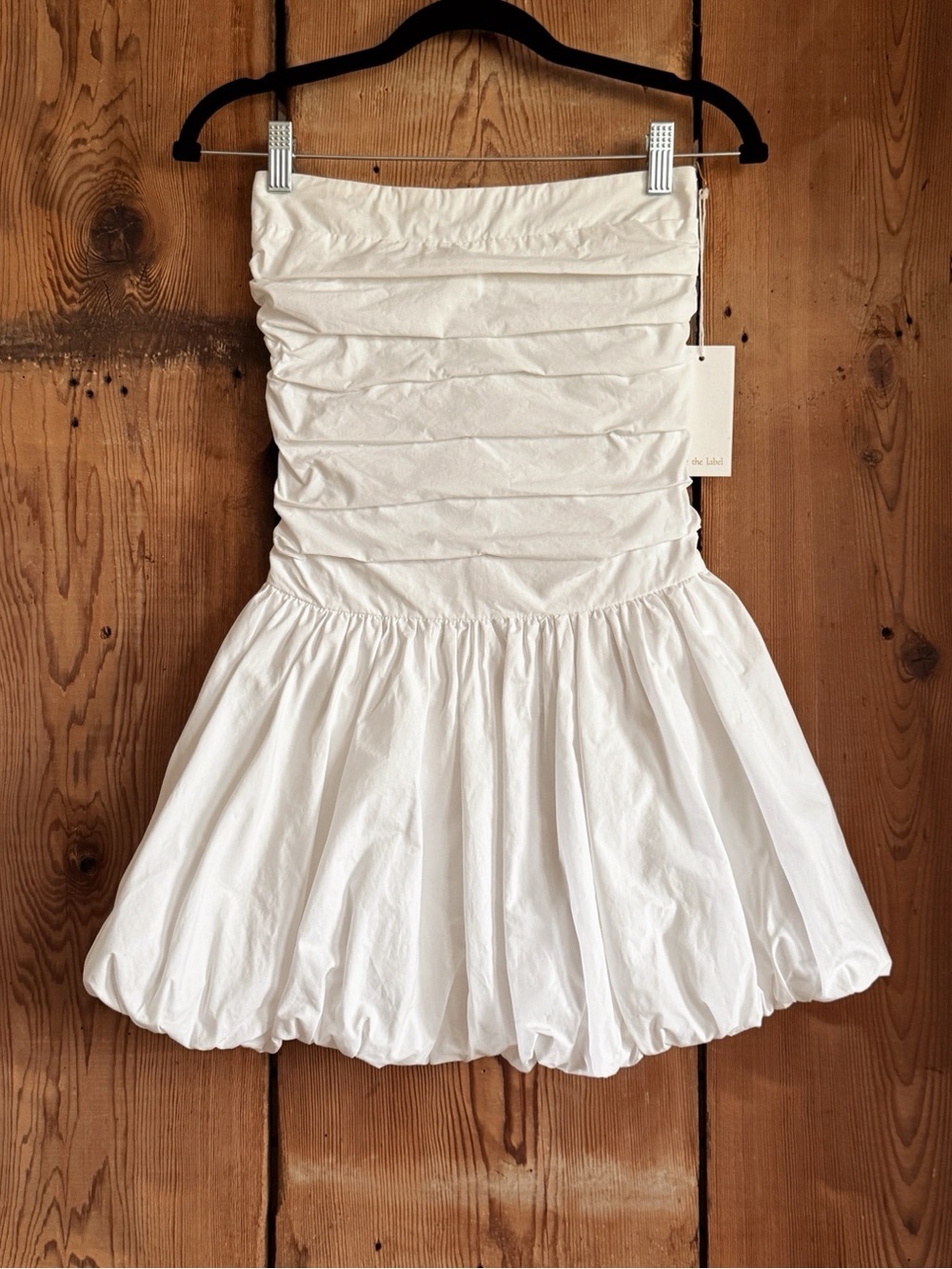 Sz XS Sofie The Label 100% Cotton Solid White Poplin Strapless Bubble Dress NWT